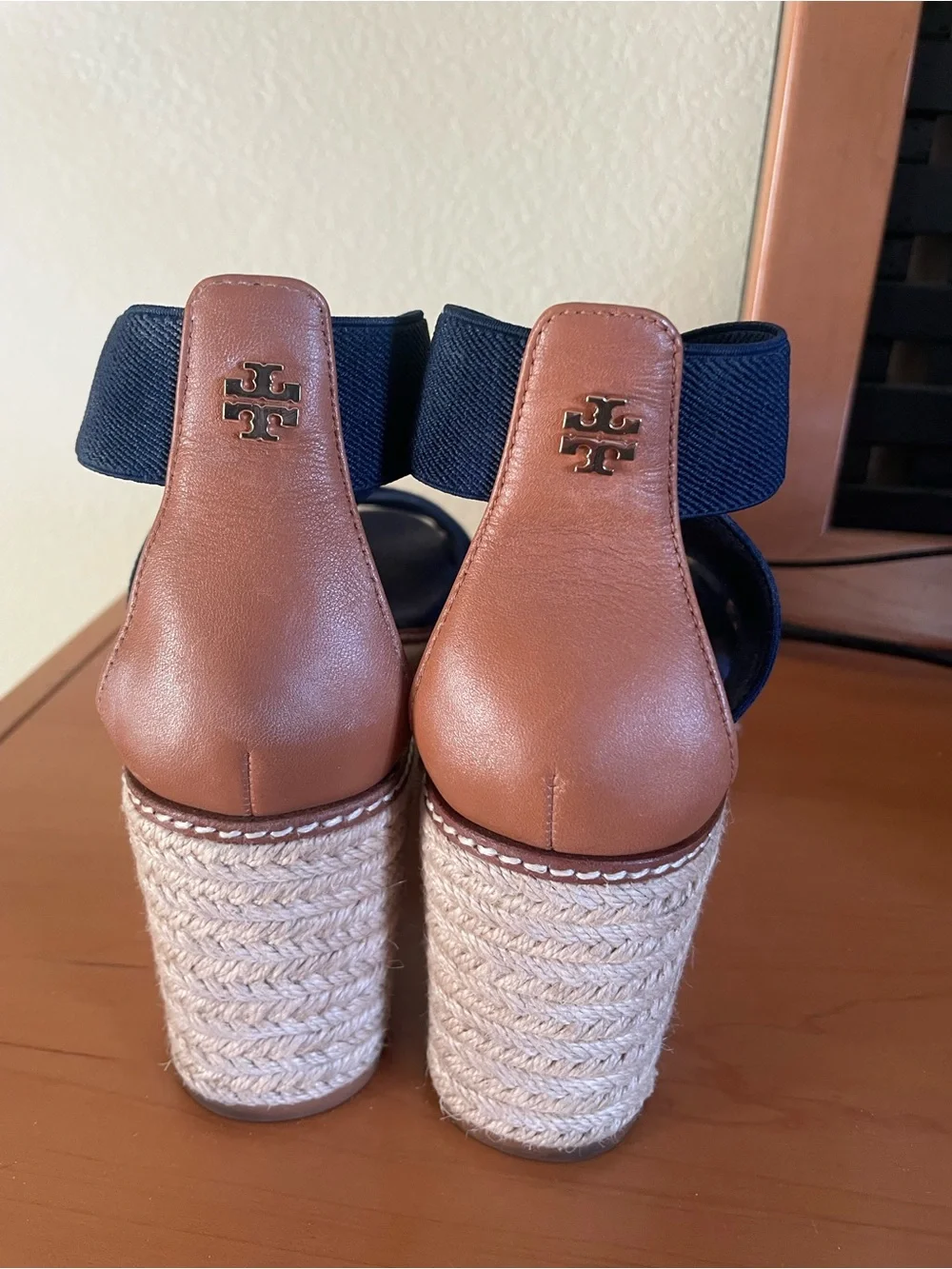 Tory Burch Navy Crisscross Espadrille Platform Sandals